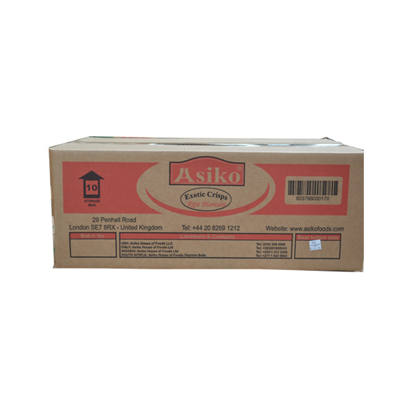 Box - Asiko Exotic Ripe Plantain Chips Mild Chilli - Slightly Salted Plantain Chips 75g x 24